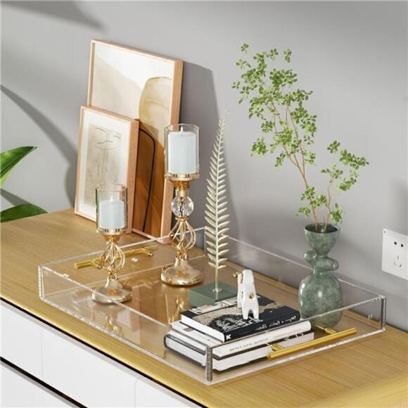 Clear Serving Tray 12x16 Spill Proof Acrylic Organizer Coffee Table Counter top - Picture 4 of 5